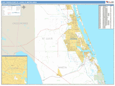 Fort Pierce-Port St. Lucie Metro Area Wall Map Basic Style 2025